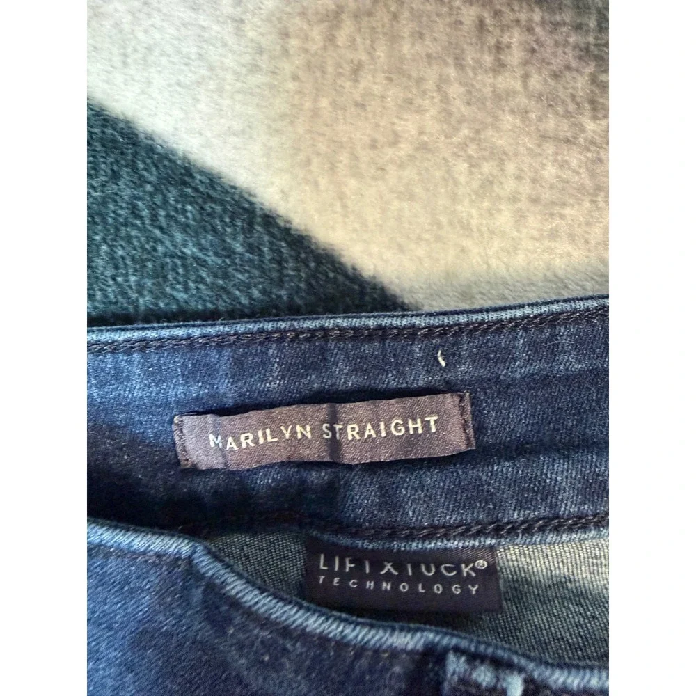 NYDJ Marilyn Straight Leg Dark Wash Denim Jeans Lift Tuck Technology Womens 10